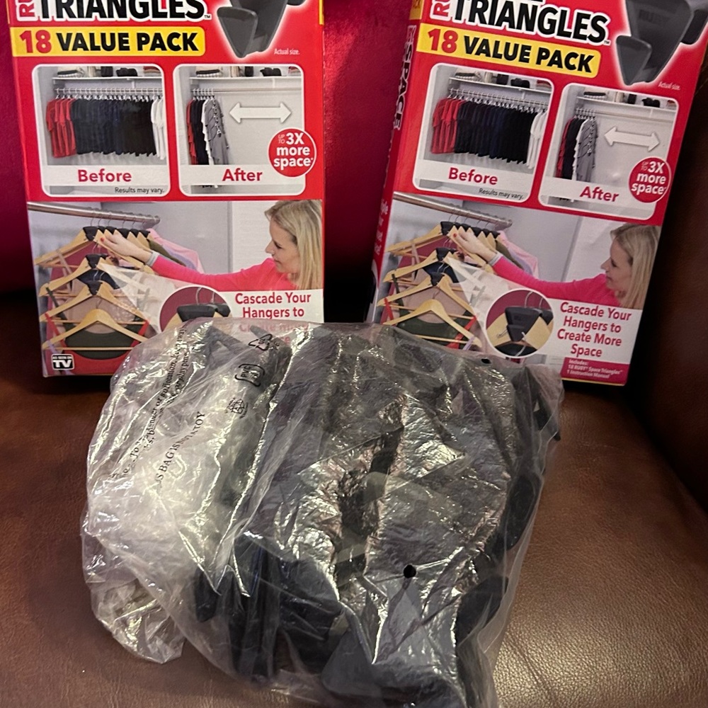 2 packs of 18 each plus 27 without box (63 total) space triangles